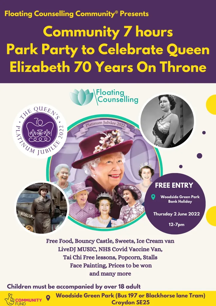 Community park party Queen Elizabeth Platinum Jubilee flyer