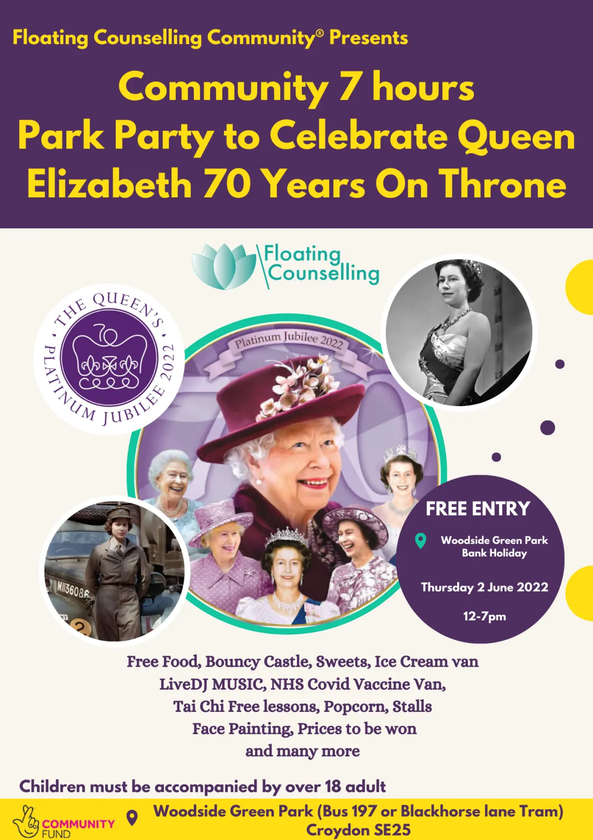 Community park party Queen Elizabeth Platinum Jubilee flyer