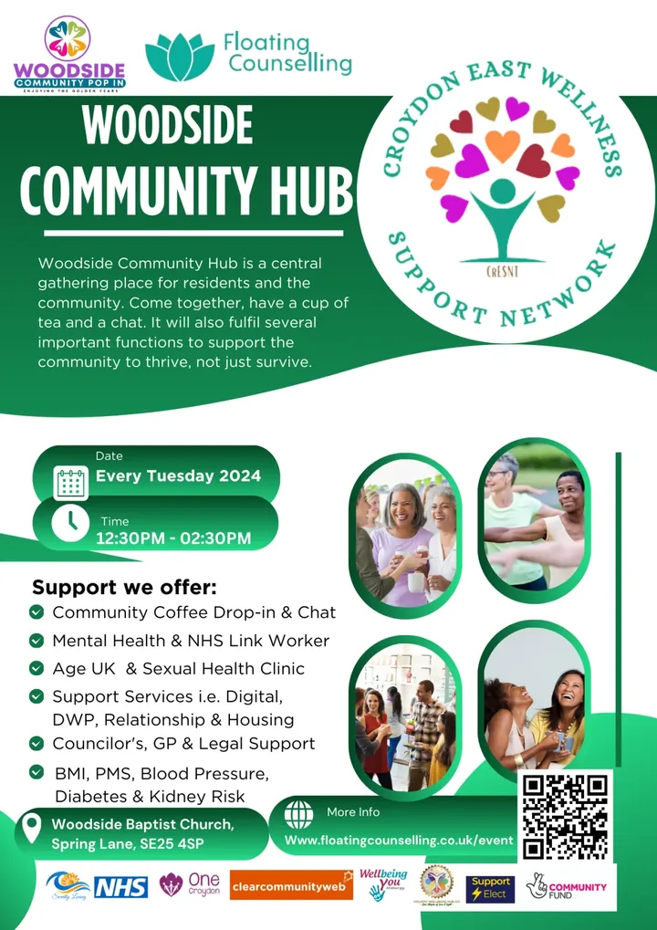Woodside Hub community support flyer